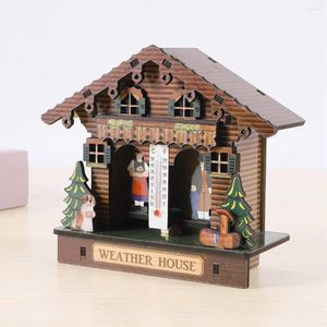 装飾プレート天気ハウスフォレスト男性と女性の木製シャレーチャーレットバロメーター温度計ハイグロメーターホームデコレーション
