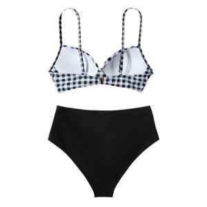 Bikini w wysokim poziomie seksowne push up dwuczęściowe stroje kąpielowe vintage kostium kąpielowy dwupoziomowy Retro Ruche Bikini zestaw Femme Summer Beach Wear