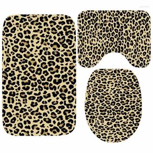 Badmatten Klassische afrikanische Stil Leoparden Badezimmer Set Geparden Druckmatte für Toilettendusche Floor Teppiche Teppiche