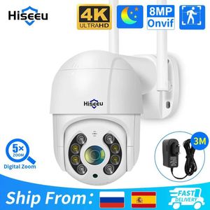 IP -kameror hiseeu 8MP 4K PTZ WiFi Camera 5x Digital Zoom Ai Human Detect Auto Tracking Wireless Outdoor Surveillance Camera ICSEE APP 240413