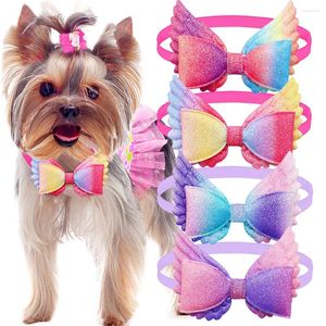 Dog Apparel 10PCS Cute Pet Bowtie Colorful Wings Small Cat Bow Tie Collar For Dogs Fashion Bowties Bulk Grooming Accessories