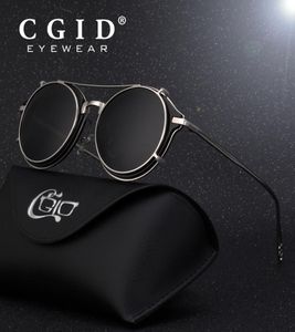 CGID 2018 Moda Erkekler Polarize Güneş Gözlüğü Yuvarlak Steampunk Çıkarılabilir Klip Marka Tasarımcısı Sun Cam Vintage Metal E76 Y197789119