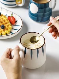 Muggar japanska kreativa netröda keramiska mugg storkapacitet kontor vatten kopp eftermiddag te frukostmjölk