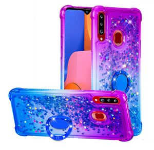 Galaxy A20s TPU CaseShockproof AntiScratch Glitter Liquid Quicksand Rhinestones Ring Kickstand Case Cover for Samsung Galaxy A203109175