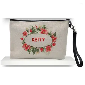 Storage Bags 120pcs 25cmx16cm Sublimation Linen Cosmetic DIY Women Blank Plain Zipper Makeup Bag Phone Clutch SN3795