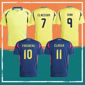 2024 Sverige Soccer Jerseys 24/25 Home Ibrahimovic Isak Forsberg Away Man National Team Larsson Kulusevski Bergvall Football Shirts Uniform