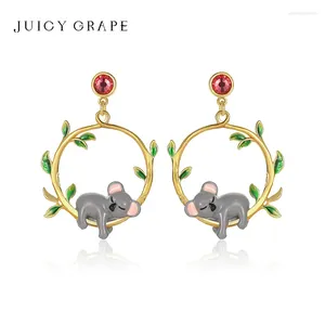 Dangle Earrings Cute Koala Hoop Earring 925 Silver Needle Exquisite Luxurious Handmade Enamel Animal Jewelry Girlfriend Christmas Gifts
