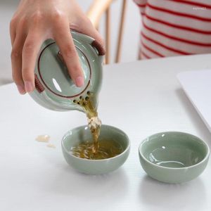 Teaware Set Portable Travel Ceramic Tea Cup Set Drinkware 1 Pot 2 Cups China Home Office Vintage Gaiwan