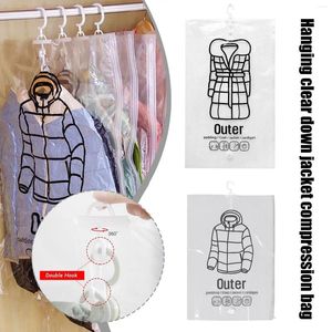 Storage Bags Hanging Clothes Compression Bag Transparent Large Thick Down Jacket Pumping Vacuum For Sorting Q1W8