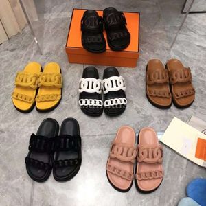 Designer kvinnor tofflor glider extra sandaler strand platt häl sandaler märke skor tofflor guld klassisk varumärke casual woman Summer Sliders läder sandal hög kvalitet