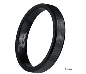 4mm 6mm 8mm Black Tungsten Cardide Ring Men High Polished Edges Wedding Band Engagement Rings For Women Male Jewelry Comfort Fit3896077