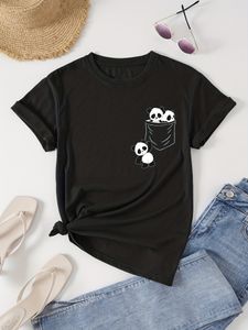 Panda Print Crew Neck T-Shirt, Casual Short Sleeve T-Shirt For Spring & Summer, Women's Clothing