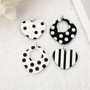 Decorative Figurines 10 Pcs Acrylic Hollow Heart Charms With Polka Dot Flatback Stripes Jewelry Findings Flower Crafts For Earrings Keychain