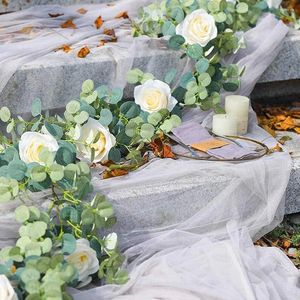 Decorative Flowers 1 Pack 6FT Artificial Eucalyptus Garland With Rose Vine Willow Leaves Wedding Arch