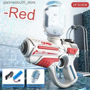 Sand Play Water Fun 2024 Ny Electric Automatic Water Gun Childrens High spänning utomhusstrand stor kapacitet Swimming Pool Summer Toys for Children Q240413