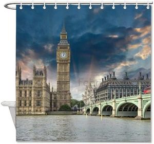 Curtains de chuveiro City Skyline Large London Gifts Art Banheiro Decoração de cortina