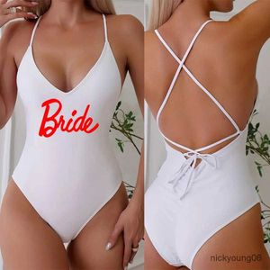 Endelar Sexiga vadderade baddräkter Kvinna Babe One-Piece Swimsuit Bride badkläder Kvinnor Sommarbaddräkt Bachelorette Party Beachwear S-XL