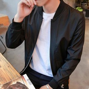 Men's Jackets Casual Black Thin Slim Fit Stand Collar Long Sleeved Round Neck Zip Up Jacket Coat Top Solid Business Fashion Men