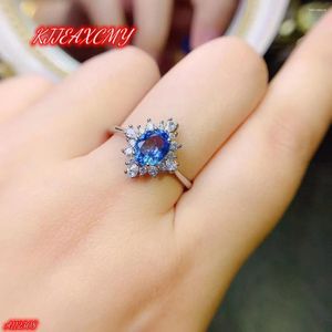 Кластерные кольца kjjeaxcmy brand boutique Boutique Jewelry 925 Стерлинговое серебряное серебро естественное топаз женский красочный драгоценный кольцо Древнее мастерство