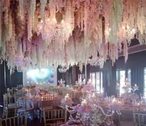 100pcslot 24 renk yapay ipek çiçek wisteria çiçek asma ev bahçe duvar asılı rattan xmas parti düğün dekorasyonu T204291828