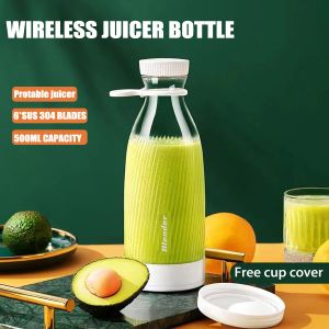 Juicadores liquidador de frutas elétricas misturador de suco de suco Mini 500ml sem fio doméstico portátil carregamento USB 6 lâmina de presente de suco de suco