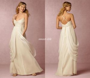 Dea greca 2020 BOHEMIA Domanda di sposa una linea in chiffon a pieghe di spaghetti lungo abiti da sposa a buon mercato