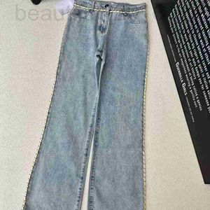 Kvinnors jeans designer tidigt på våren ny ch nanyou gaoding koreansk utgåva ålder minskar tung industri metall kedja tvättvatten rent bomull rakt rörbantning encp