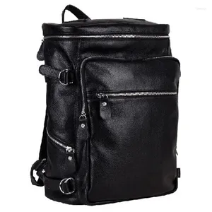 Backpack Fashion Leather Men Bagpack School Bag Masculino Macho de grande capacidade Viagens Mulheres Bolsas de livros Rucksack Black M035