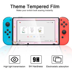 Acessórios Vidro temperado 9H HD Screen Protector Film para Nintendo Switch Screen Screen Protector com filme de vidro de quadro rosa de asa fofa para Switch
