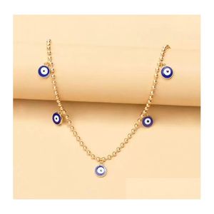 CHOKERS BLU BLUE EALE ENITE GLI CAMPOLA PENDANTE CIPPENTI GOLD Lucky Turkish Collana Collana Clavicle Chain Jewellry per la consegna a goccia Jewe Dhvzq