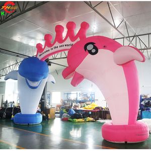 Outdoor Activities Free Air Ship 11m width (36ft) with blower Giant Dolphin Inflatable Arch Archway Gate Door for Sale