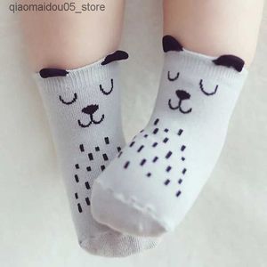 Kids Socks New Baby Socks New Cotton Boys and Girls Cute Asymmetric Non slip Socks Spring Q240413