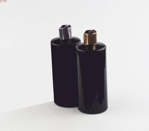 500ml 12pcs黒い空のプラスチックシャンプーボトルとゴールドシルバーディスクトップCAP17 OZペットエッセンシャルオイルシャワージェルボトルハイQUALTIT7798083