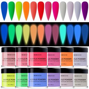 Oil 12 Colors Acrylic Powder Set Glow in the Dark Powder Luminous for Acrylic Nail Extension Carving Nail Supplies for Professionals