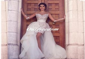 Sexy sehen lange Särme Brautkleider mit entferntem Tüll Organza Rock Frauen Besonderer Anlass Brautkleid 2019547463