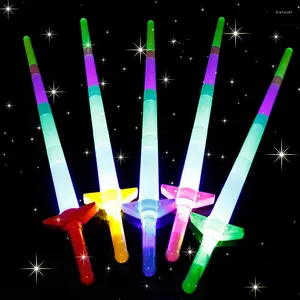 Party Decoration Expandable Laser Sabers Light Up LED Swords Glows In Dark Mini Glow Sticks Flashing Neon Birthday Wedding Halloween