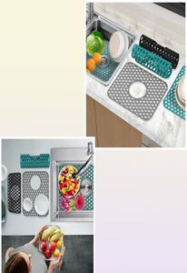 Mats Pads Silicone Sink Protector Mat NonSlip Quick Drying Dish Drain Pad Moisture Mildew Proof Grid Kitchen Storage PadMats1169846