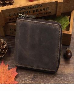 Mens Crazy Horse Leather Top Grade Quality Wallet Coin Purse For Credit Cards Money Clip Zipper Closure 9004051