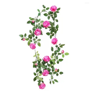 Decorative Flowers Fake Garland No Wither Non-Fading Flower Ivy Vine Fabric Vintage Artificial Peony Rattan Wedding Decor