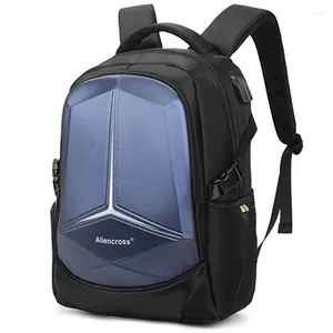 Backpack Anti-roubo Homens Reflexivo PVC 15,6 polegadas Laptop USB Notebooks à prova d'água Rucksack Bags de viagens Bolsa de pacote para masculino