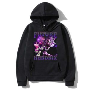 Kadın Hoodies Sweatshirts Rapçi Gelecek Hendrix Grafik Baskı Hoodie Erkekler Hip Hop 90s Vintage Sweatshirt Moda Sokak Giyim Erkek Büyük Boy Hoodies 240413