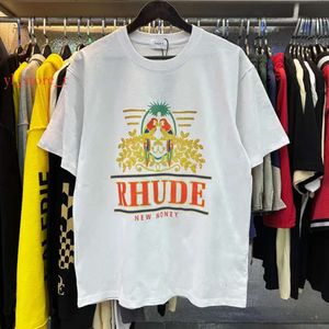 Top Craftsmanship Rhude T Shirts Summer Fashion Mens Designer Tshirts Street Casual Short Short Beach Style Tees Cotton Printing Rhude Shirt 6468