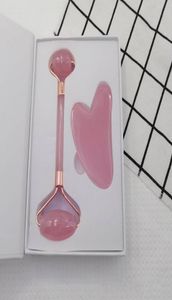 Massage Harz Face Roller Rose Gua Sha Gesichtswalzen Stein Augen Schlanker Schaber Kosmetische Hautpflege Schönheitsinstrument mit Geschenkbox Set3859875