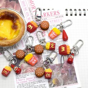 1Pcs Hamburger French Fries Ketchup Keychain For Friend Children Gift Cute Funny Food Pendant Bag Box Car Key Ring Accessories
