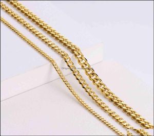 Hänge halsband hip hop kvinnor män halsband kadenor kubaner 18k guld pläterad tjock kubansk länkkedja stainls stål droppleverans9093445