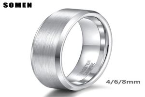 Somen Ring Men Silver Color 6mm Tungsten Ring Brushed Classic Wedding Bands Male Engagement Rings Men Party Jewelry Bague Homme CX7160079