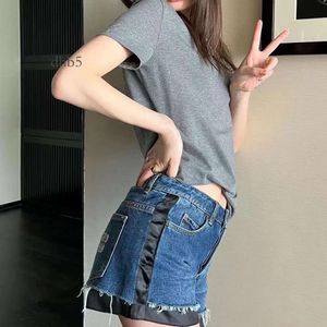 Mui Mui Shirt 2024 Early Spring Miu New Rhinestone Letter LOGO Decoration Pure Cotton Short Sleeve Crew Neck T-shirt Women 8394 Mui Mui Top 287 358