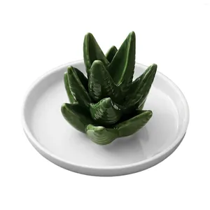 Dekorative Teller ordentlich ordentlich Keramik Ornament Ringhalter Aloe Form Geschenk Schmuck Display Armreifen Ästhetische Ohrring Multifunktionale Halskette