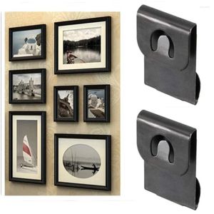 Quadros 100pcs pretos clipes pendurados em forma de metal em forma de metal gancho