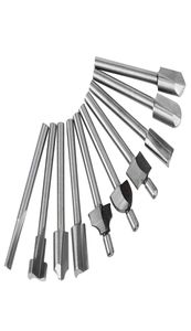 10pcslot 18 Mini Shank HSS Carpentry Bits Fit Dremel Rotary Tools Bitter de roteador de madeira Cutter8703843